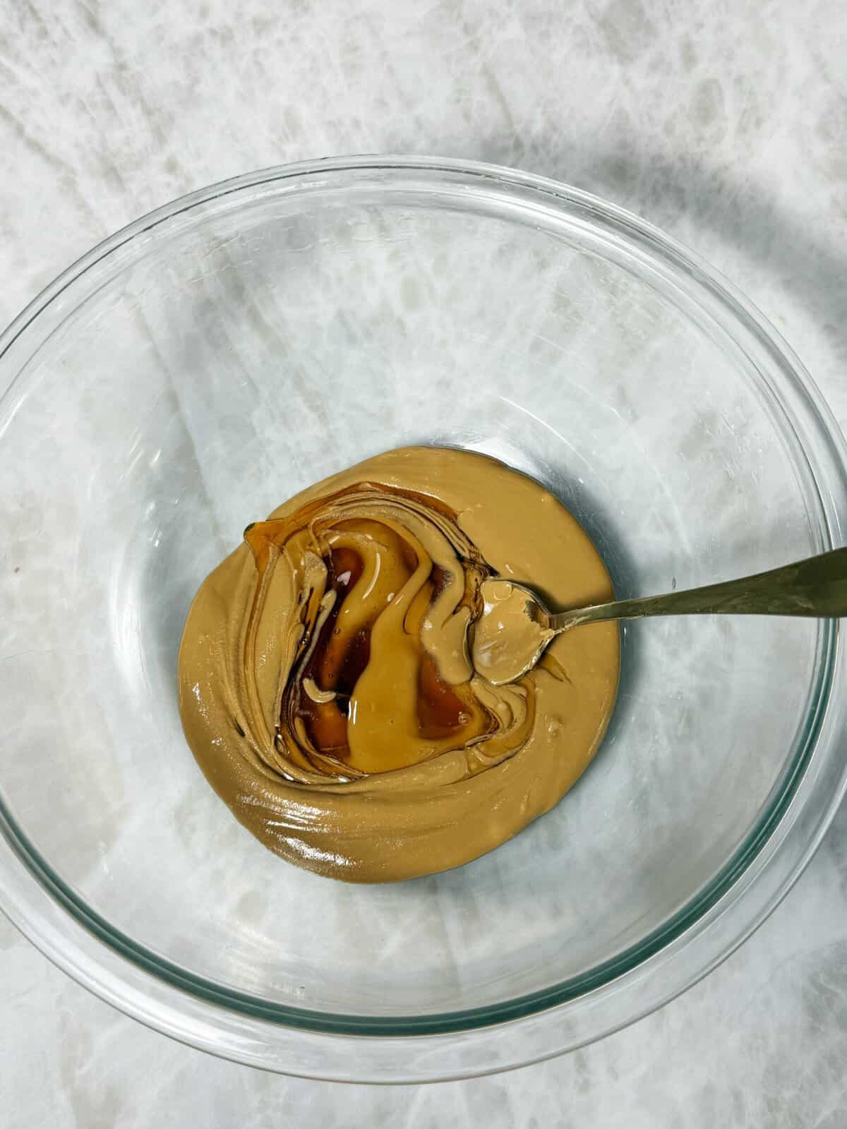 honey and sunflower seed butter mixed in a bowl