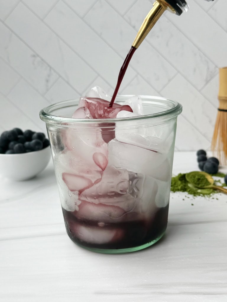 blueberry matcha latte