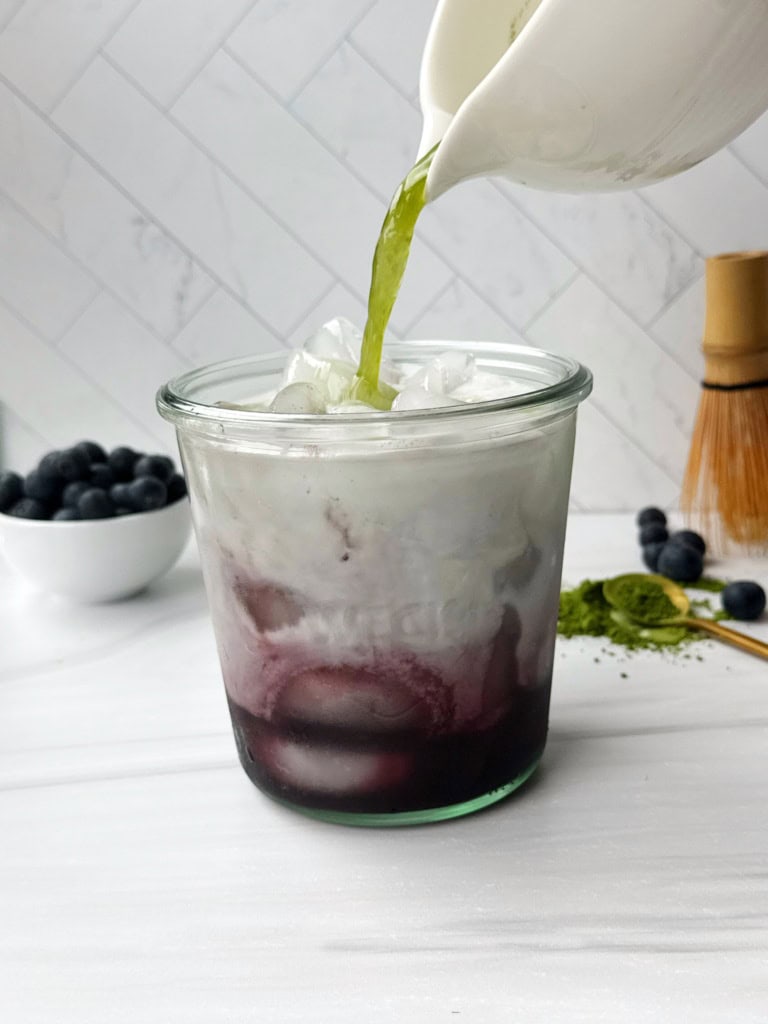 blueberry matcha latte
