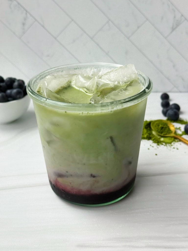 blueberry matcha latte