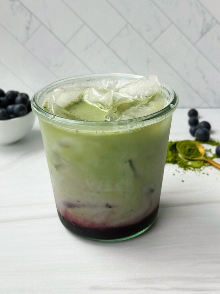blueberry matcha latte