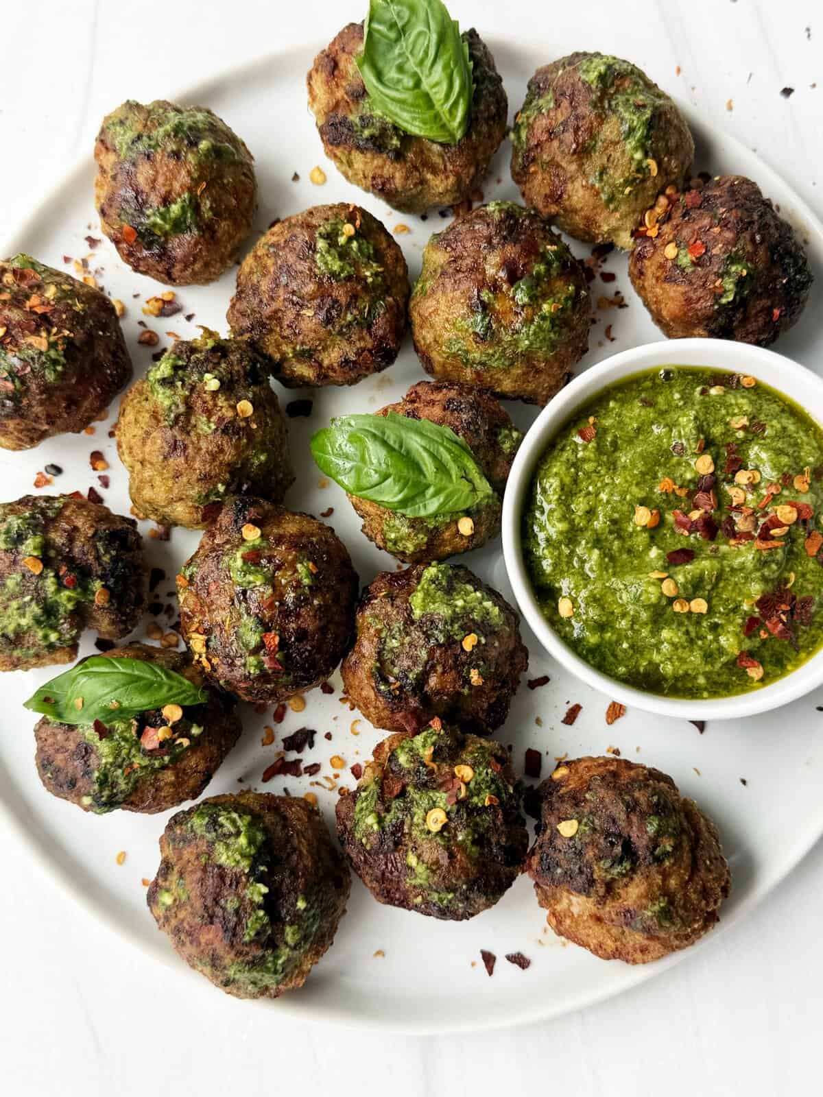 pesto meatballs