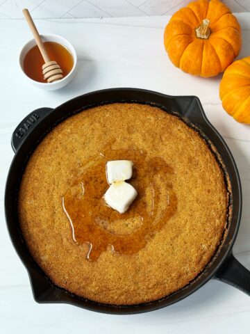 cornbread with butter and honey
