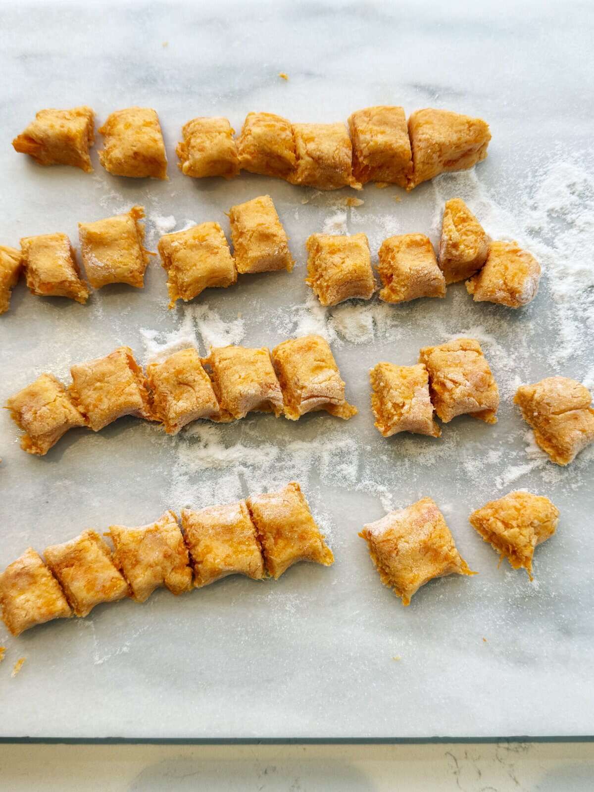 sweet potato gnocchi cutting