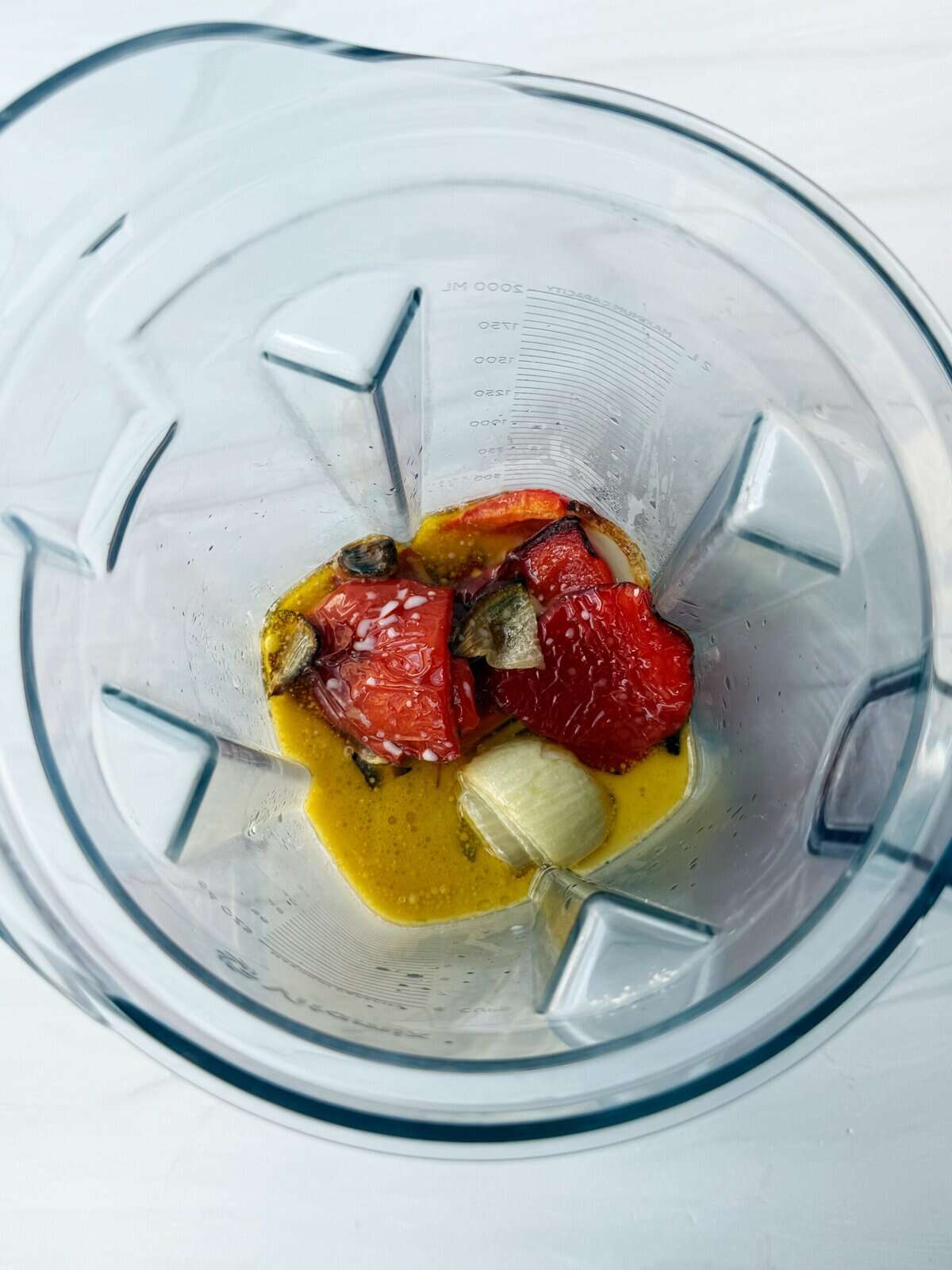 blender with peppers and onions