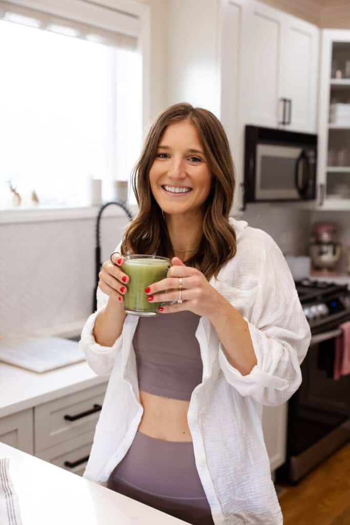 Lauren with drink in hands