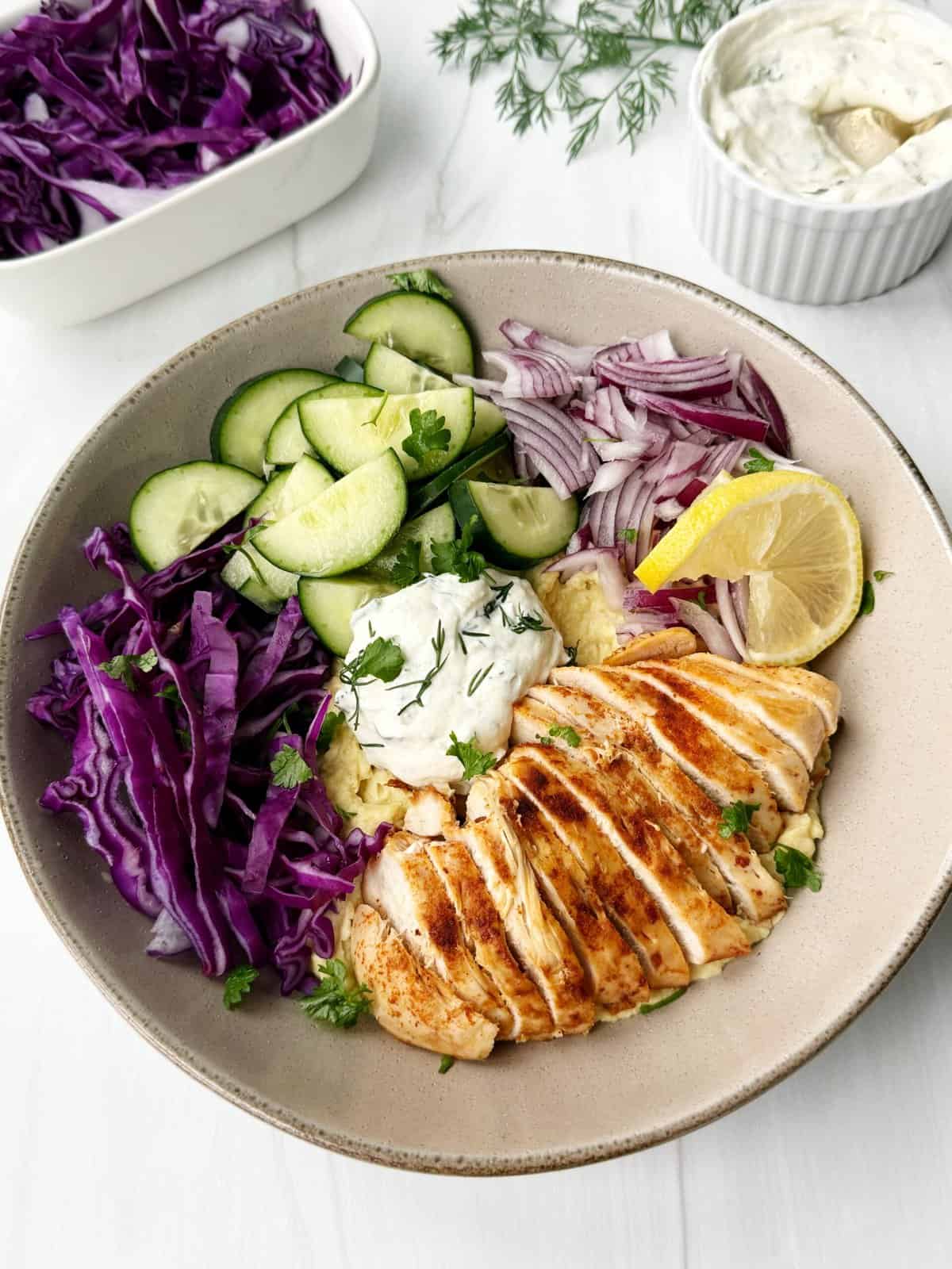 chicken hummus bowl