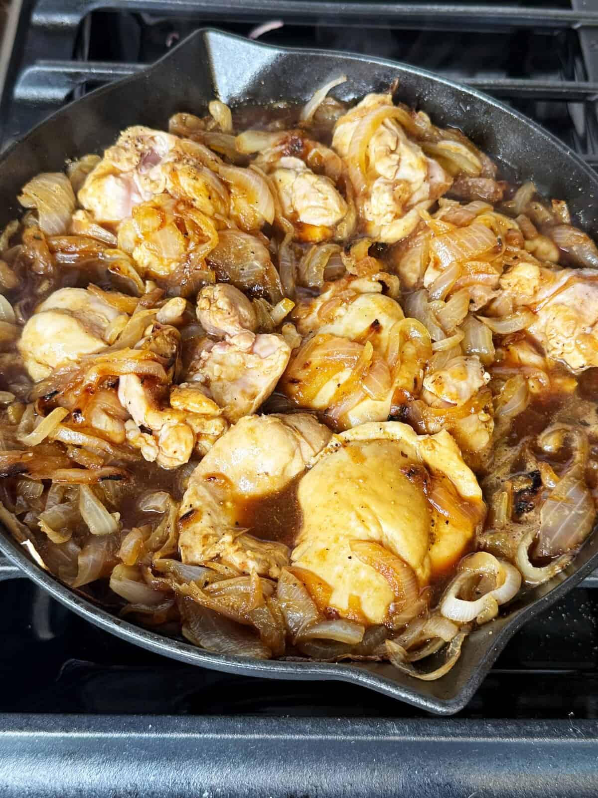 chicken thighs cooking