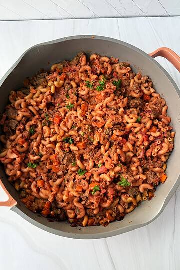 beef bolognese in a pot
