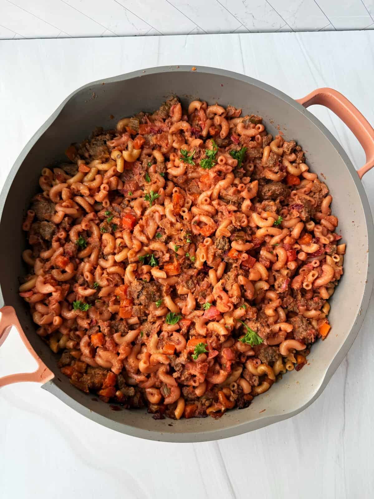 beef bolognese in a pot