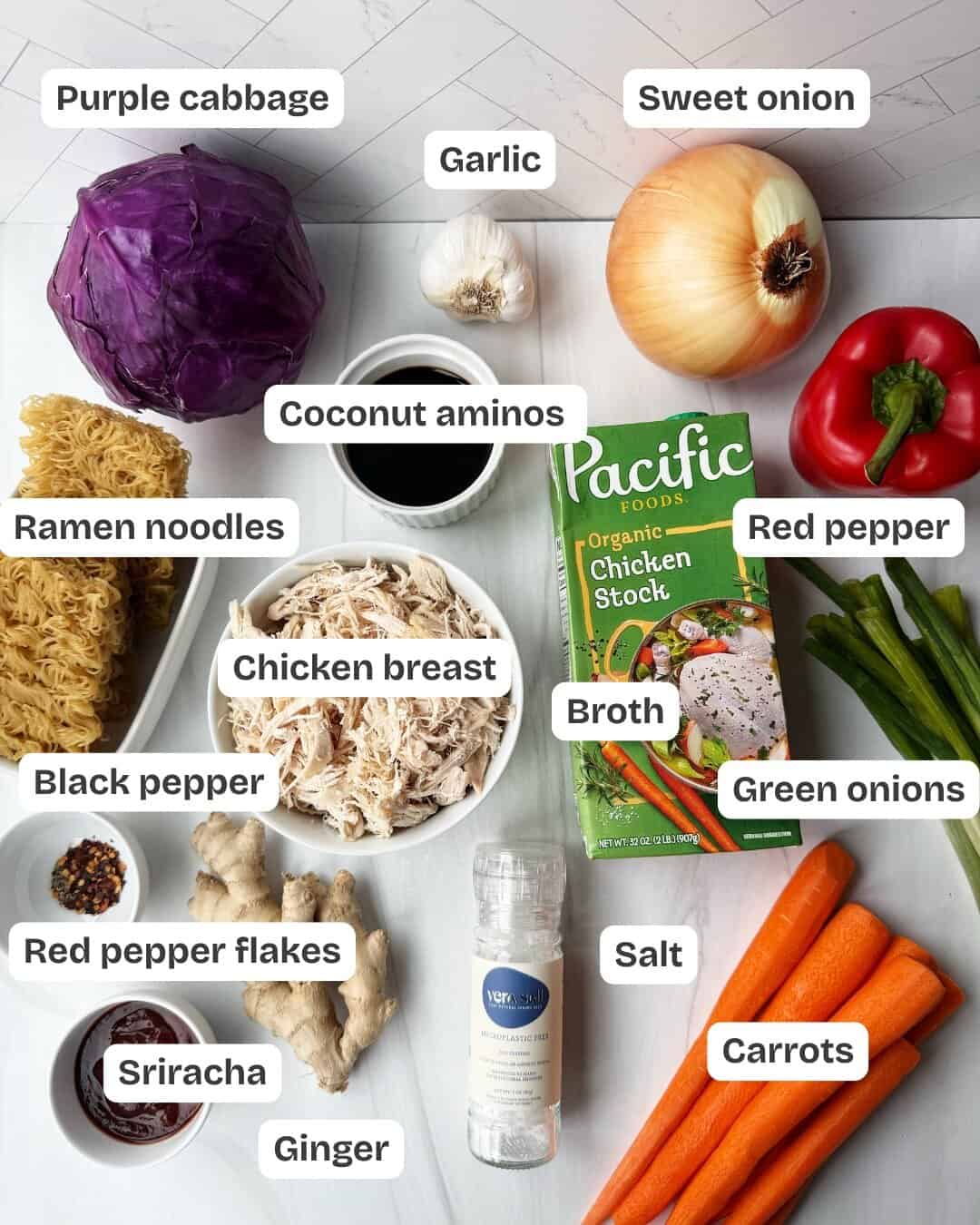 ingredients to make ramen jars