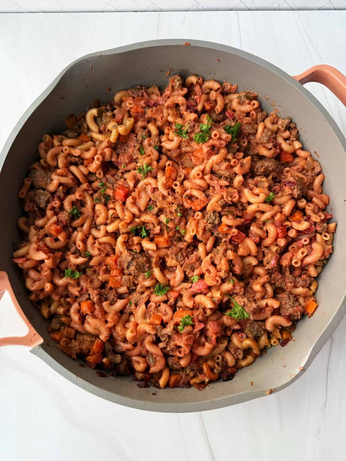 beef bolognese in a pot
