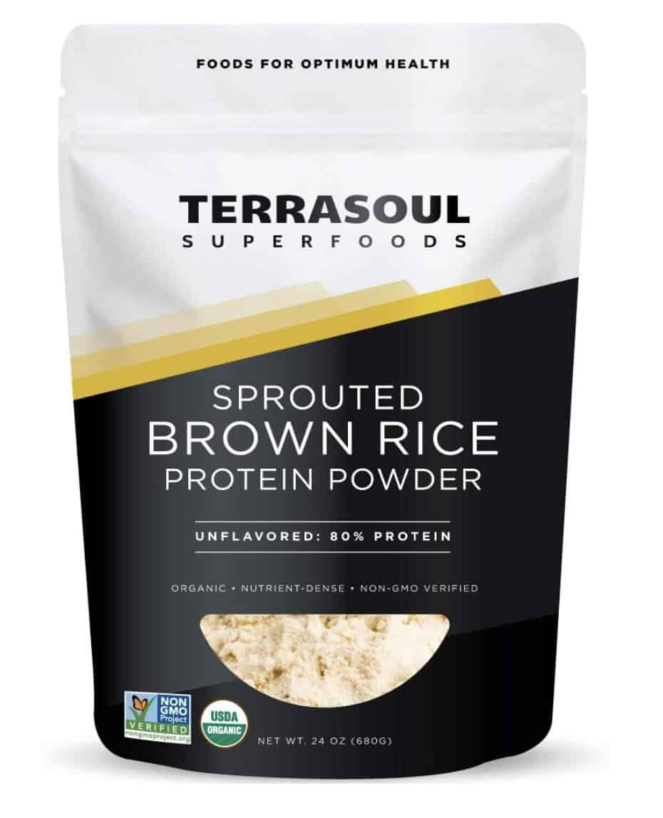 bag of sprouted brown rice protein powder