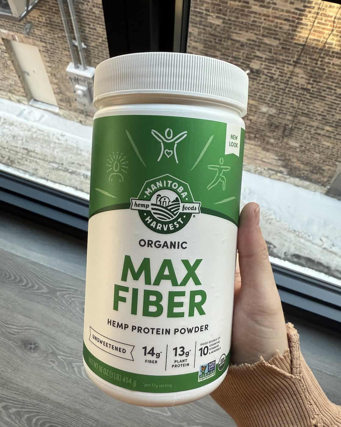 container of hemp seed protein powder