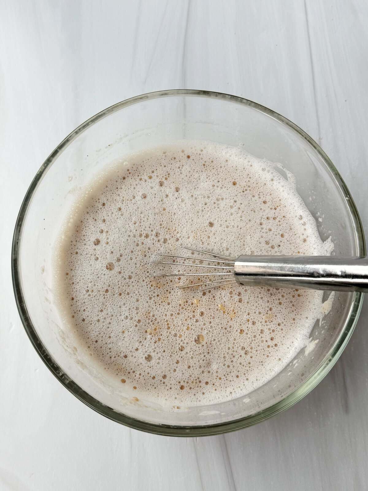 milk and protein powder whisked together