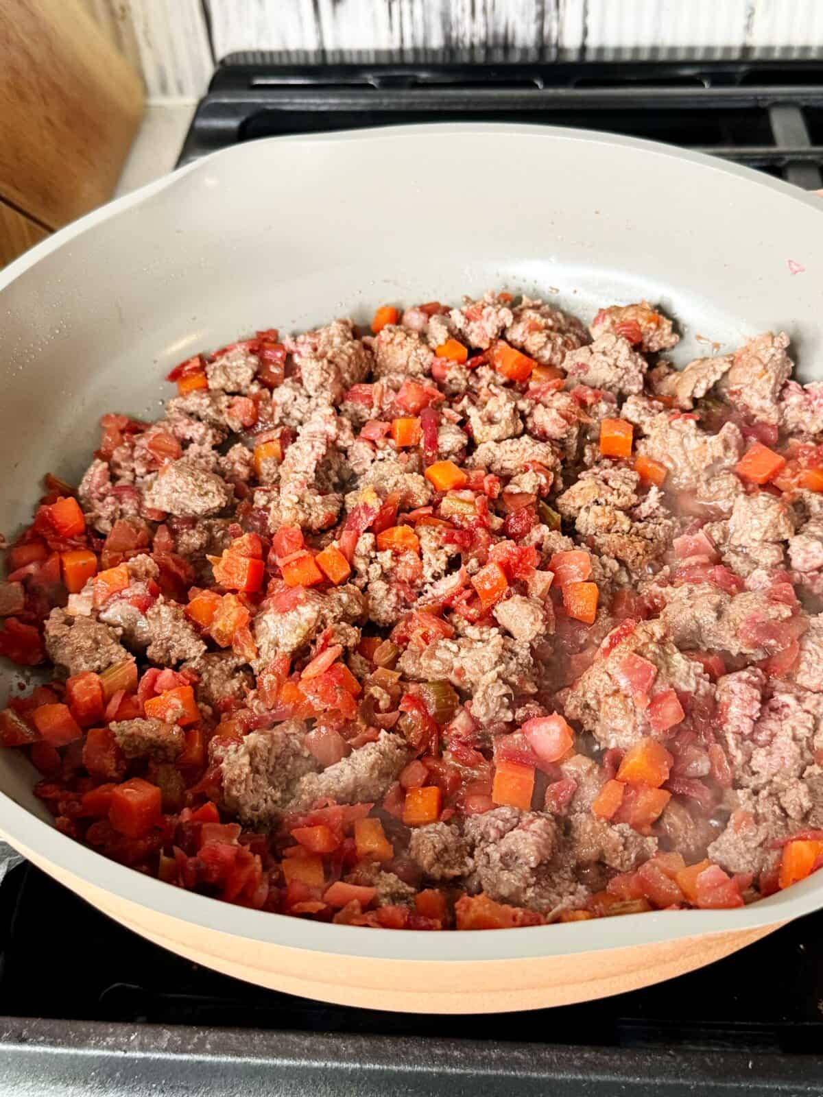 meat and vegetables in a pot
