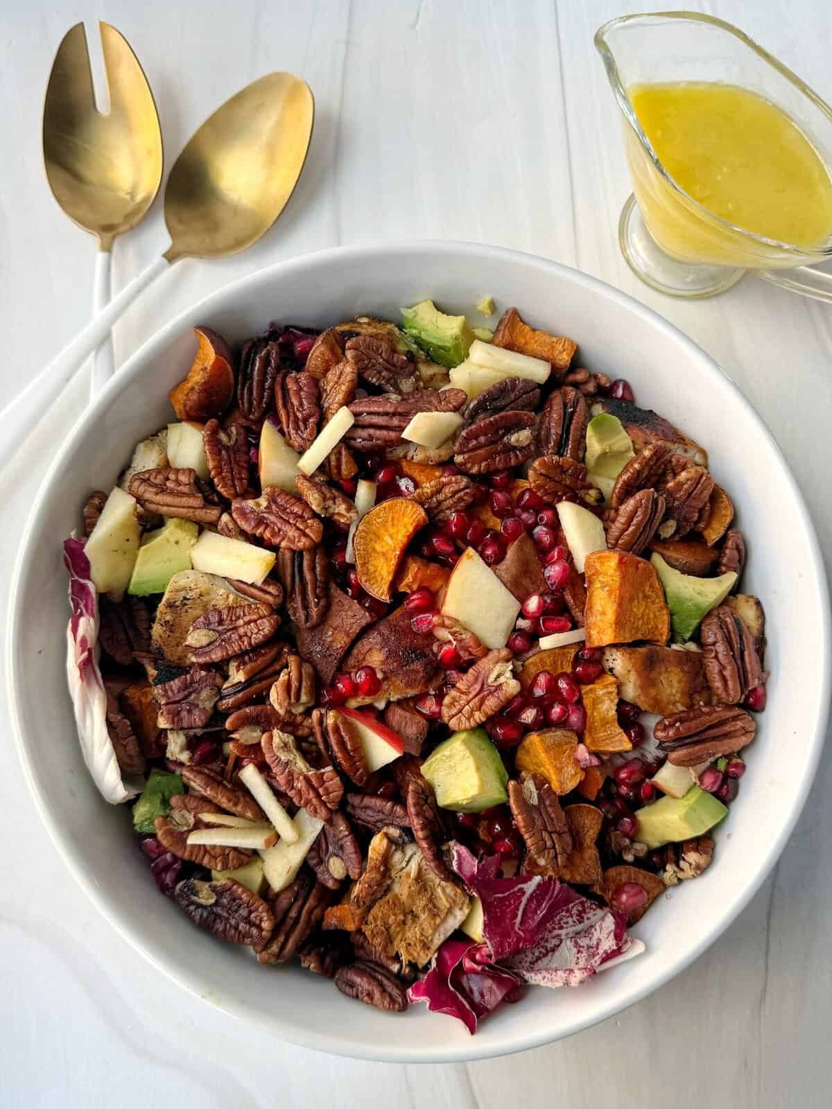 winter salad with nuts, fruit and vegetables
