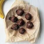 banana bread bites covered in chocolate on a plate