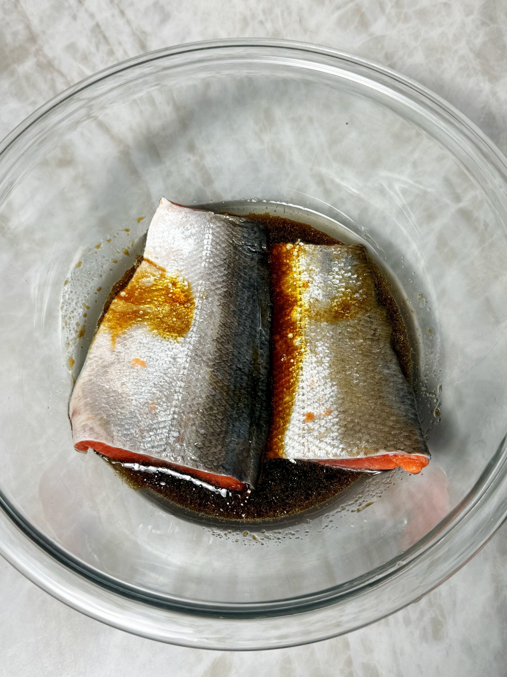 salmon in marinade