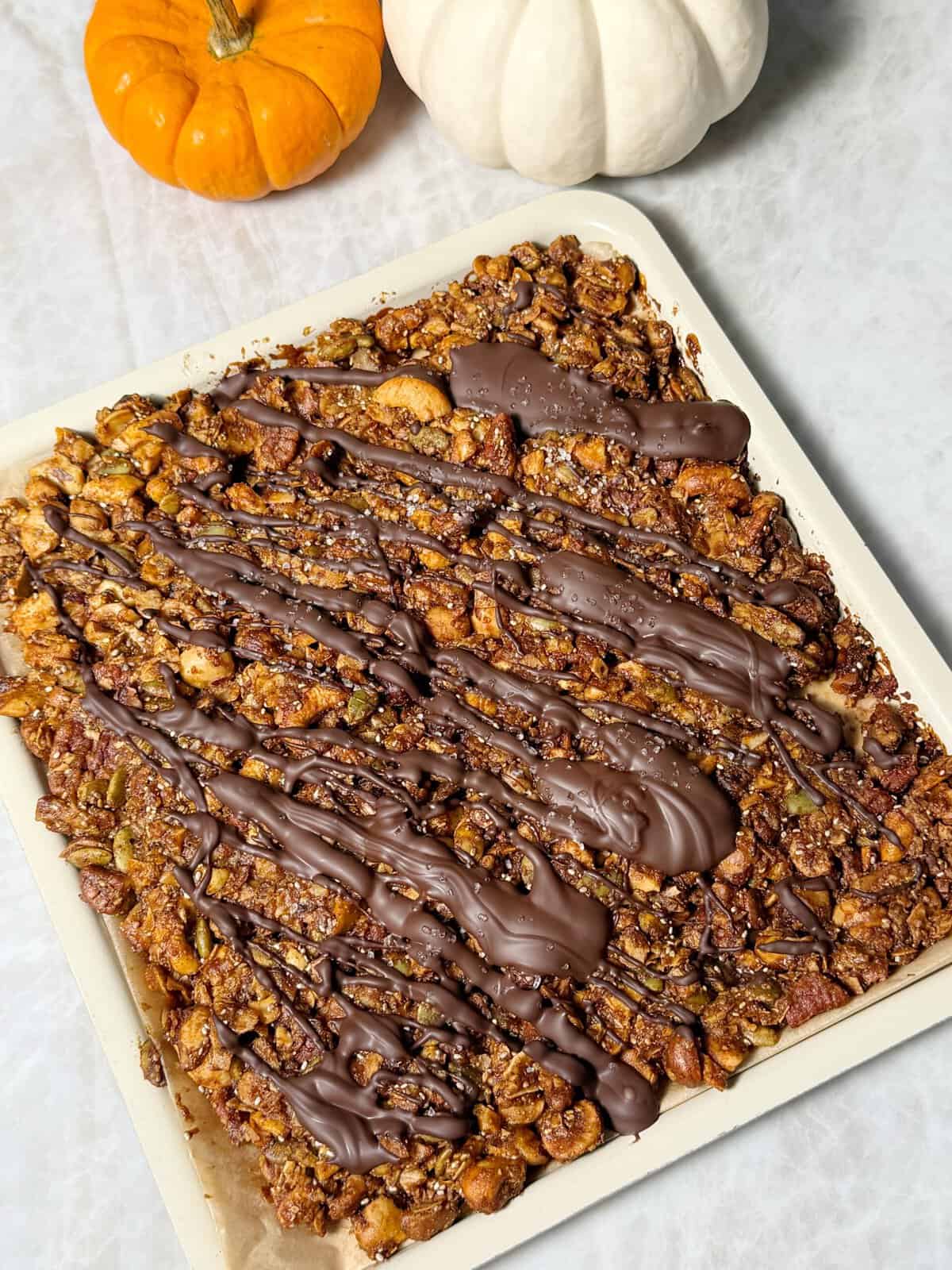 pumpkin spice granola with chocolate